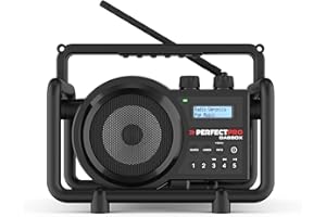 PerfectPro Baustellenradio DABBOX, DAB+ und UKW-Empfang, ingebautem Akkulader für universellen Akku, Bluetooth, Wiederaufladbar, AUX-Eingang, Stoßfest, IP54, DBX3