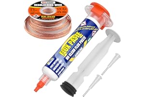 BEEYUIHF 10mL Rosin Soldering Flux with Solder Wick Braid 3M/10ft 2.5mm for Electrical BGA PCB LED SMD Soldering Kit