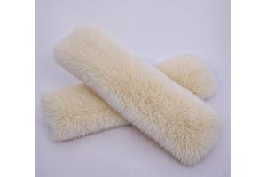 RHINORO Artificial Fur Safty Belt Seatbelt Cover, Furry Soft, Plush and Warm, for Cold Winter Christmas Festival Decoration (Beige)