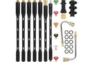 GEKUFA 10 Pcs Pressure Washer Extension Wand with Adapter Compatible with Karcher K Series K2 K3 K4 K5 K6 K7, 4000PSI Gutter Cleaning Tools Extension Lance, 1/4 Inch Quick Connect, with 6 Nozzle Tips