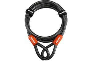 ValueMax Câble Antivol Vélo 213 cm x 12 mm, Antivol Vélo de Sécurité avec Revêtement PVC, Double Boucle Tressée, pour Cadenas, Antivol à Disque et Antivol en U