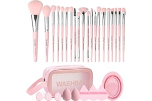 ‎MAANGE MAANGE Make up Pinsel set, 30 Stück, 5 Produkte enthalten für Puder Foundation Lidschatten Concealer Eyeshadow, Rosa Pinselset Makeup