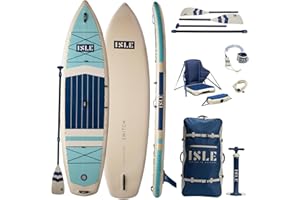 ISLE SURF AND SUP ISLE Switch Inflatable Hybrid Kayak-Stand Up Paddle Board | 2in1- Kayak & Paddle Board Bundle, Incl. Kayak Seat, Paddle, Hand Pump, Travel Bag, 11.6 x 35.5 x 6 in - max. 425 lbs