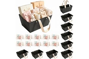 10 stycken svarta presentkorgar tom stor med gratulationskort, presentkorg tom av kartong, present med dragsko, miljövänlig korg för gåvor, helgdagar, födelsedagar