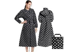 LAMA Damskie długie płaszcze przeciwdeszczowe z kapturem, wodoodporny wielokrotnego użytku, pakowany płaszcz przeciwdeszczowy z długimi rękawami dla dorosłych kobiet, płaszcz przeciwdeszczowy na