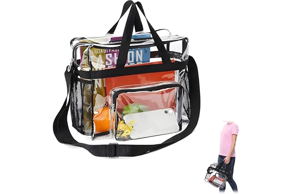 EXIN DEHCEN transparent bärväska, PVC-väska transparent klar väska | Stadium Approved Transparent väska bibliotek Clear Tote Bag för gymmet, för arbete, sportspel och konserter