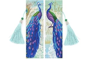 KAIZUCA 2 Pièces 5D Diamant Peinture Signets, Marque Page Gland Cuir, Numéro Broderie Signets, avec Gland, pour Fête des Mères, Saint Valentin (B)