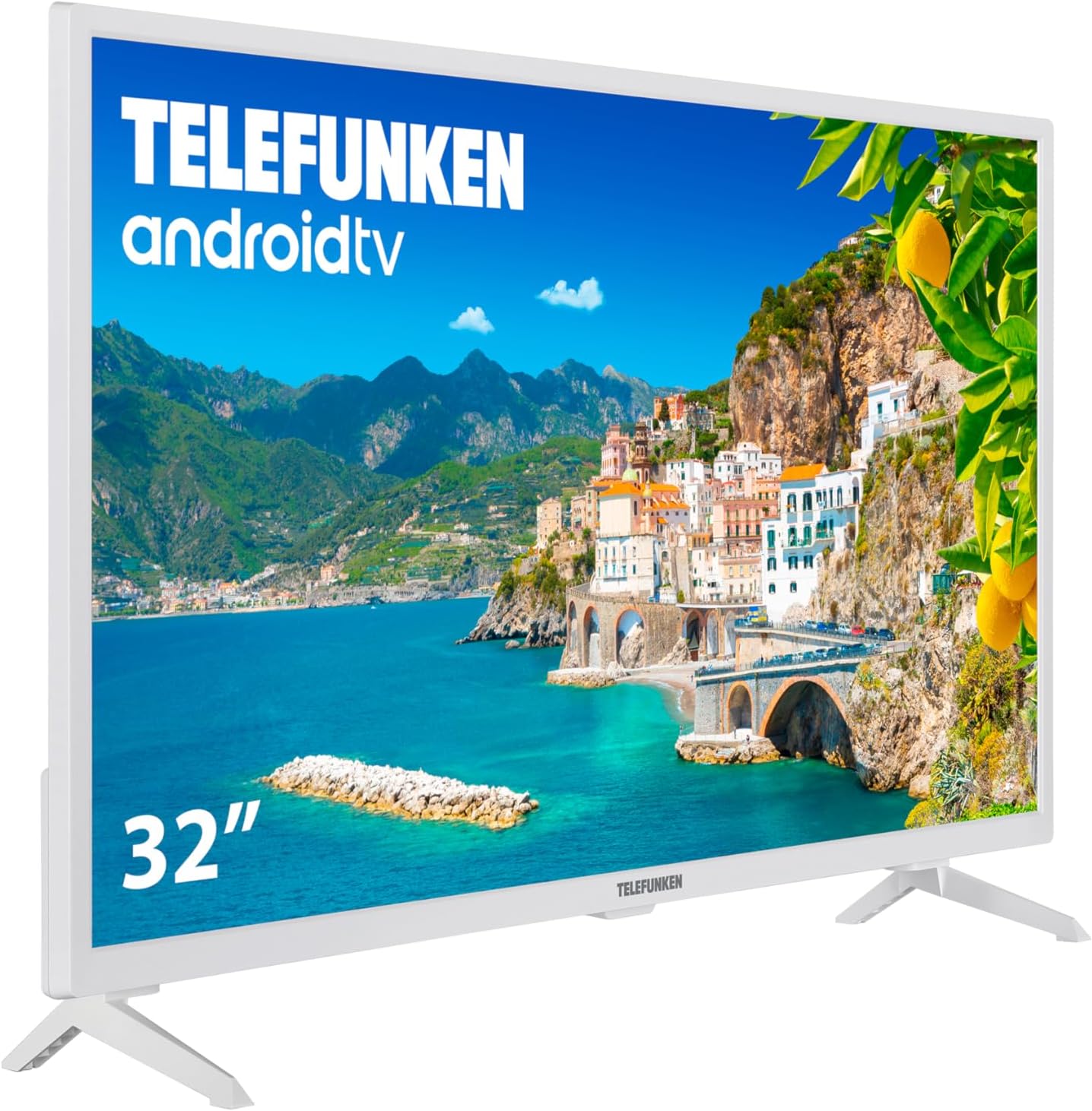 Telefunken 32DTAH724W - Android TV 32 Pulgadas Blanco, Resolución HD, HDR10, Bluetooth, Chromecast Integrado, Compatible con 