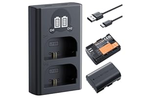 K&F CONCEPT LP-E6NH hohe Kapazität 2600mAh Zwei Akkus und EIN Ladegerät (2er Pack) und 2-Slot Ladegerät Akku-Kit,Kompatibel mit Canon EOS R7 R5 EOS R6 EOS R 5D II III IV 6D II 7D II 60D 70D 80D 90D