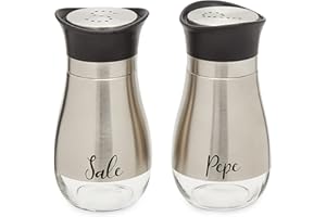 JUVALE Set di Macina Sale e Pepe, Dispenser Moderni in Vetro ed Acciaio Inossidabile