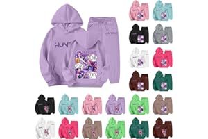 Generico Tuta Ragazze 2-13 Anni Completo Felpa con Cappuccio e Pantaloni da Jogging Set da 2 Pezzi K-p-o-p Tute da Sportiva Tracksuit Y2K Streetwear per Bambino