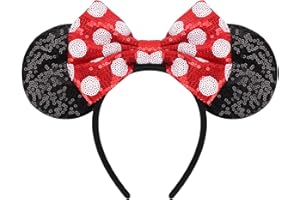 DRESHOW Orejas de Ratón Diademas con Lazo Decoración de Fiesta con Purpurina Disfraz de Cosplay para Mujeres