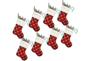 RXXR 8 Stück Weihnachtsstrumpf Set mit Plüsch 23 cm Glitzer runde Punkte Pailletten Geschenkbeutel Nikolausstiefel Weihnachtssocken Dekoration für Weihnachtsbäume, Treppen, Kamine Set