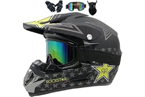 MTQCBDHY Fullface Helm MTB, Motocross Helm Kinder, Helm Set Herren ATV Motorradhelm MX Enduro, ABS-Schale, MTB Helm Fullface Kinder, Motorradhelm Motorrad Downhill Helm, Mit Handschuhe Maske Brille