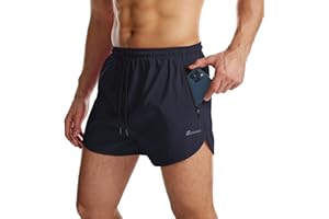 Suwangi Męskie spodenki do biegania 2 w 1 szybkoschnące spodenki treningowe na siłownię trening fitness krótkie z kieszeniami na zamek błyskawiczny