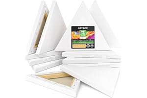 Arteza - Set di 12 tele triangolari allungate in 100% cotone, 20 cm, tela bianca con copertura in gesso su telaio in legno di pino, forniture d'arte per adulti, per versamento acrilico