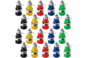 20 Stück 4mm Bananenbuchse, KUOQIY 4mm Bananensteckdose Bindepfosten, Lautsprecher Terminal Binding Post Buchse (5 Farben, Rot, Gelb, Schwarz, Blau, Grün)