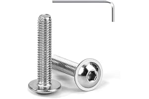 Tunejoy Viti a Testa Bombata con Flangia M4 x 20 mm Vite a Testa Esagonale Bulloni in Acciaio Inox A2 V2A Viti a Brugola con Chiavi a Esagono Filettatura Completa 20 Pezzi