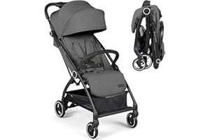 Ickle Bubba Aries Autofold Stroller - Feather-Light Design, Multi-Position Recline, and Handy Auto-Fold Mechanism, Large Seat from Birth to 22kg, UPF 50+ Hood, and Spacious Basket (Graphite Grey)