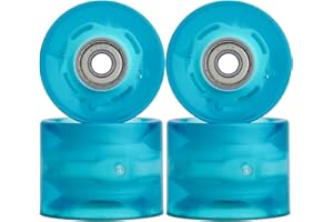 NONMON Ruote Cruiser Skateboard Longboard 60mm 78A con Cuscinetti 608 ZZ ABEC-9 Montati, 4 Piezzi Ruote LED Lampeggianti Morbide di Ricambio Set per Fishboard Pennyboard Pattini Adulti Bambini