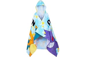 POKÉMON Pokemon Bath Towel with Hood for Kids Teenagers Anime Changing Robe Absorbent Cotton Poncho Towel for Swimming Bath Shower Beach Holiday Essentials (Blue, 6-14 Years)