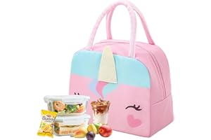 Velvaria Insulated Lunch Bag,Cartoon Small Bento Tote Bag for Kids Girls & Students, Waterproof Cute Thermal Lunch Box Bag for School, Work, Picnic & Outdoor Activities(Pink Horse)