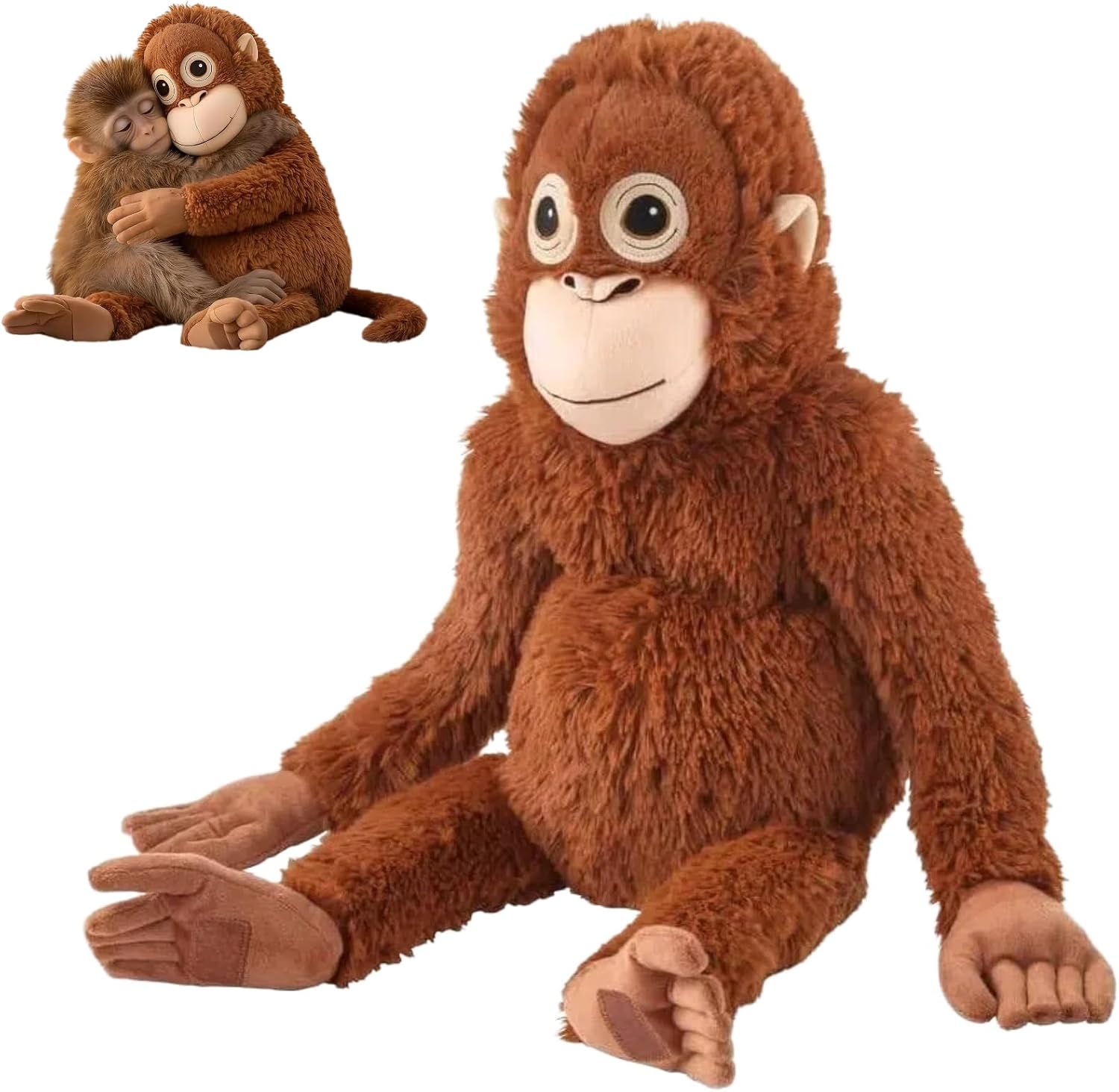 AstraFable Punch Monkey Plush – 40cm Large Orangutan Soft Toy, Eco-Friendly & Washable, Realistic Cuddly Monkey Plush for Kids, Safe & Soft