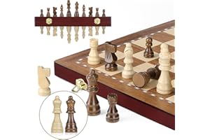 Peradix Tablero Ajedrez Madera Magnetico, Juego de Ajedrez Profesional Grande,Plegable Portátil Ajedrez con 2 Reinas para Niños y Adultos,38 x 38 cm