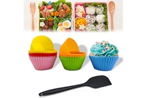 LONNEY 48+1 Pezzi Stampi In Silicone per Dolci, Pirottini per Muffin Silicone Stampi in Silicone per Muffin, Torte, Budini, Focaccine, Gelati (24+1 pezzi, 6 colori)