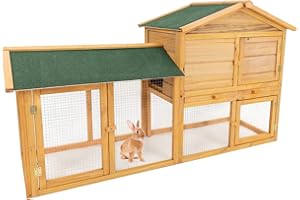 MaxxPet Enclos Lapin - Clapier à Lapin en Bois - Cage à Lapins - Maison pour Petits Animaux - Poulailler - Vivarium pour Poules - Cage Lapin Exterieur - 175x57x110 cm