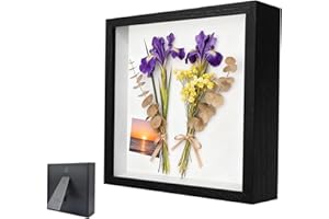 OUTALIZ Cornice portafoto 3D, Cornice Profonda da Riempire 20 x 20 cm, con Lastra Acrilica Trasparente, Cornice per Oggetti 3D Più Profonda di 3 cm, per Oggetti, Fiori, Regalo di Nozze, Nero