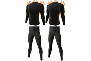 romision 2-Pack Thermounterwäsche Herren Atmungsaktiv Thermoaktiv Funktionsunterwäsche Innenfleece Skiunterwäsche Weich Thermo Unterwäsche Set Wärme Manner Lange Unterwäsche Sport Stil
