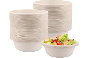 LDHHYH 100 cuencos desechables de sopa de 500 ml, cuencos desechables de caña de azúcar, cuencos desechables, cuencos desechables, platos de sopa desechables para alimentos calientes y fríos