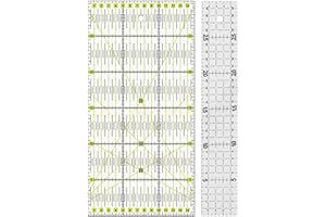 PANITOREER 2PCS Quilting Ruler, 15x30cm & 30x5cm Acrylic Non Slip Sewing Ruler with Double Colour Grid Lines, Precise Cutting Quilting & Patchwork Ruler Set for Sewing, Quilting, Measuring(Clear)