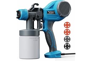 Tilswall Pistolet a Peinture, Pistolet Pinture Electrique Ultra Léger avec Réservoir 600 ML, 4 Buses & 3 Modèles pour Jardin, Hangars, Meubles, Murs et Plafonds