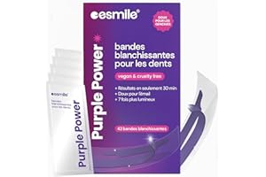 ESMILE Bandes Blanchissantes Violettes – 21 Traitements | Éclaircissement Instantané Sans Peroxyde | Neutralise le Jaune et Illumine le Sourire (42)