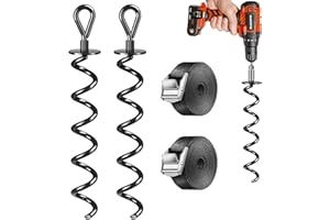 STURME Lot de 2/4 ancrages au Sol pour Trampoline, balançoire, tonnelle, Tente de fête, ancrage au Sol, ancrage au Sol en Acier de 1 cm de diamètre à Visser, Coupe-Vent et Durable.