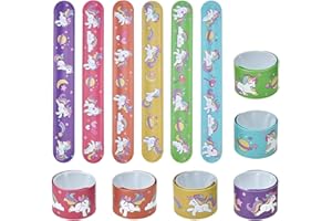 Lynlon 12 x Einhorn Schnapparmbänder | Klatscharmband für Mitgebsel Kindergeburtstag Jungen und Mädchen, als Gastgeschenke