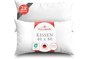Pullman Kopfkissen 40x80 cm – 2er Set Hotelqualität Mikrofaser Kissen für Alle Schlafpositionen, Allergiker Schlafkissen mit 500 g Füllmaterial, Oeko-Tex zertifiziertes Bett Kissen (40 x 80)