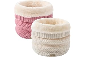 HYUET Winter Fleece Lined Neck Warmer Thermal Double Layer Infinity Scarf Knitted Snoods Scarf Thicken Tube Scarf Windproof Circle Scarf for Men Women Outdoor Moto Cycling Ski