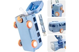 Pilipane Portable House-Shaped Water Cup, Outdoor Childrens Water Cup, Funny Water Spray Cup, Childrens Water Bottle for School, Leak-Proof Drinking Cup in Bus Shape