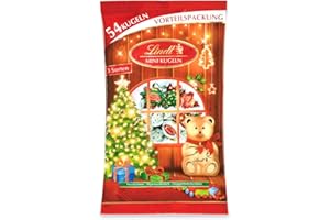 ‎LINDT Lindt Schokolade Mini Kugeln | 268 g | Mini Kugeln in den Sorten Doppelmilchcrème, Nusscrème und Vollmilch | Für Kinder | Schokoladen-Geschenk zu Weihnachten | Weihnachtsschokolade