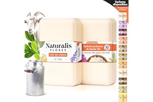 NATURALIS FLORES Savons au lait de chèvre frais & Karité bio - 125g x 2 - Apaise peau sensible Acné, Eczéma - Retrouvez une Douceur quotidienne - Fabriqué en Provence - Savons solides artisanal naturel & doux