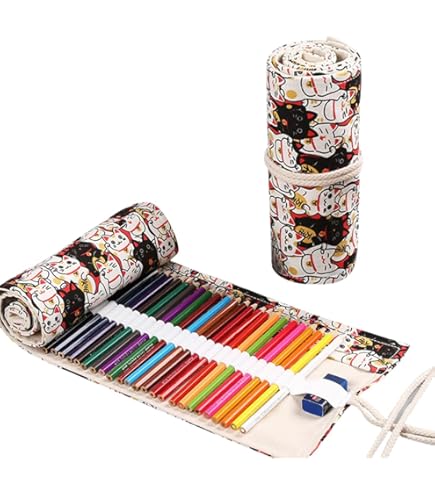 Fdit Astuccio avvolgibile per matite 72/120 slot Matita avvolgente in tela Astuccio arrotolabile per matite portatili per artisti, scuola, ufficio(120 slot