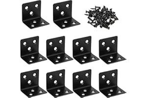 MENGH-SHOP Soporte de Esquina Conector Angular Acero Inoxidable Estante de Ángulo en Forma L Corner Brace con Tornillos para Silla Mueble Ventana Negro 40*40*40mm 10 Piezas