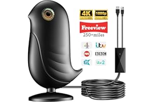 WAINHEFU TV Aerial Indoor-380+ Miles Long Range & 360° Reception-Amplified Smart Digital 4K 1080P, Support All Older TV's with Amplifier Connector for Freeview Channels
