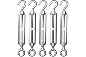 HHOOMY M4/M5/M6 Turnbuckle 304 Stainless Steel Hook & Eye Turnbuckle Light Duty Wire Rope Tension (M4)