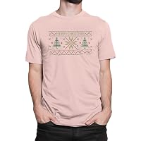 MONKEE TEES 33 Pop Cartoon X Mas Pattern Cotton Graphic Print Half Sleeves Round Neck Men’s T-Shirt (Baby Pink)