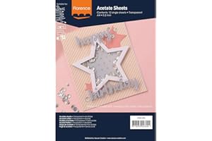 VAESSEN CREATIVE Florence Feuilles d'Acétate - A4 - 0,2 mm - 12 Feuilles Plastique - Papier Transparent pour le Scrapbooking, les Cartes de Vœux, la Peinture et l'Art Journaling