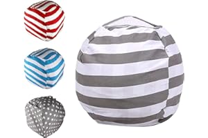 ESPORTIC Borsa portaoggetti peluche per bambini, peluche borsa fagioli pouf, pouf a pera di immagazzinaggio per peluche, tela borsa portaoggetti giocattoli con chiusura lampo, grande capacità 24 pollici per